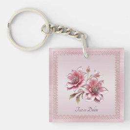 Modern Pink Flowers Keychain Schlüsselanhänger