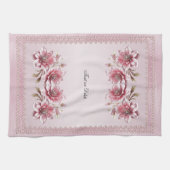 Modern Pink Flowers Kitchen Towel Geschirrtuch (Horizontal)
