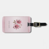 Modern Pink Flowers Luggage Tag Gepäckanhänger (Vorderseite horizontal)