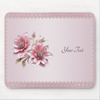 Modern Pink Flowers Mousepad