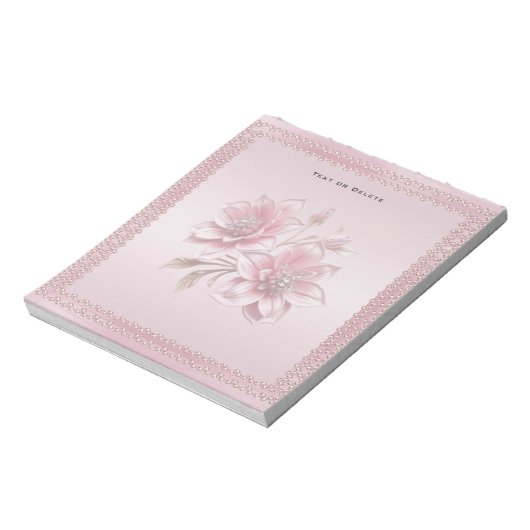 Modern Pink Flowers Notepad Notizblock (Rotiert)