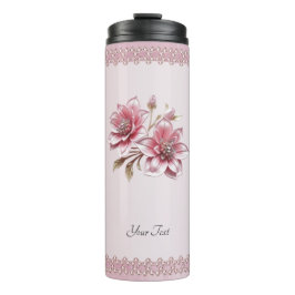 Modern Pink Flowers Thermal Tumbler Thermosbecher