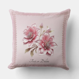 Modern Pink Flowers Throw Pillow Kissen