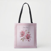 Modern Pink Flowers Tote Bag Tasche (Vorderseite)