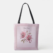Modern Pink Flowers Tote Bag Tasche (Rückseite)