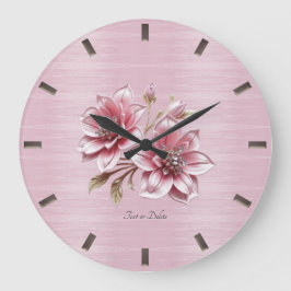 Modern Pink Flowers Wall Clock Große Wanduhr