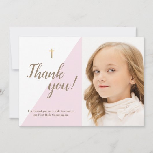 Modern Pink Foto 1. Heilige Kommune Vielen Dank Dankeskarte (Vorderseite)