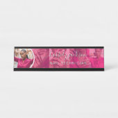 Modern Pink Foto Collage Script Kalligraphie Name Schreibtischnamensplakette (Vorderseite )