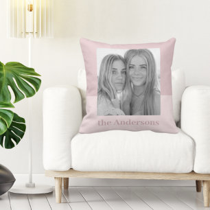 Modern Pink Foto Familien Geschenk Kissen