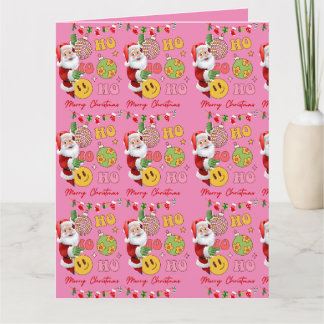 Modern Pink frohe Weihnachtsmann Karte