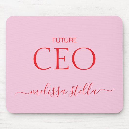 Modern Pink Future CEO Name | Bestes Mädchen-Gesch Mousepad (Vorne)