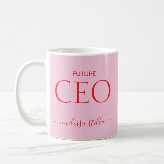 Modern Pink Future CEO Name | Mädchen-Geschenk Kaffeetasse (Links)
