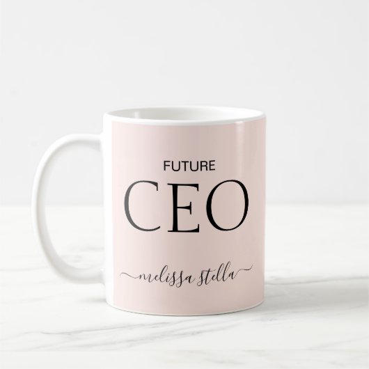 Modern Pink Future CEO Name | Mädchenhaftes Gesche Kaffeetasse (Links)