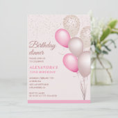 Modern Pink Geburtstagsessen 72. Geburtstag Einladung (Stehend Vorderseite)