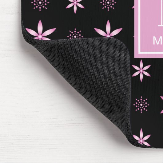 Modern Pink Geometric Floral Monogram Mouse Pad Mousepad (Ecke)