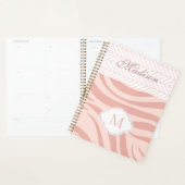 Modern Pink Geometric Zebra Trendy Monogram Planer (Anzeige)