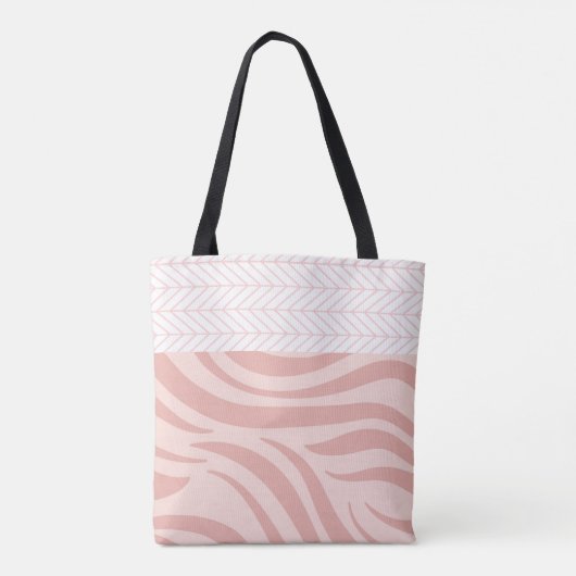 Modern Pink Geometric Zebra Trendy Monogram Tasche (Rückseite)