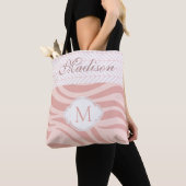 Modern Pink Geometric Zebra Trendy Monogram Tasche (Von Nahem)