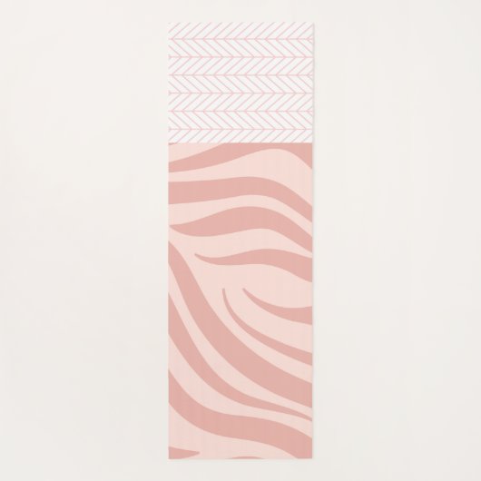 Modern Pink Geometric Zebra Trendy Monogram Yogamatte (Rückseite)