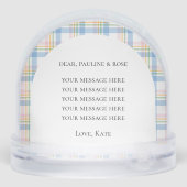 Modern Pink Gingham Christmas Photo  Schneekugeln (Rückseite)