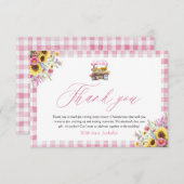 Modern Pink Gingham Fresh Off Market Vielen Dank Dankeskarte (Vorne/Hinten)