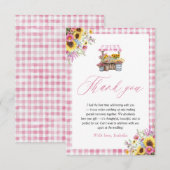 Modern Pink Gingham Fresh Off Market Vielen Dank Dankeskarte (Vorne/Hinten)