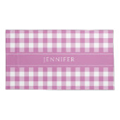 Modern Pink Gingham Kariert Kissenbezug (Rückseite)