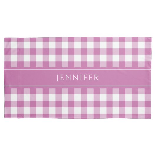 Modern Pink Gingham Kariert Kissenbezug (Vorderseite)
