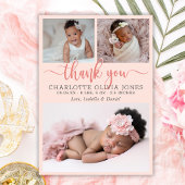 Modern Pink Girl Birth Photo Collage Announcement Ankündigung