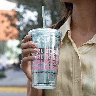 Modern Pink Girl Boss Bestes Girl-Geschenk Acryltrinkbecher