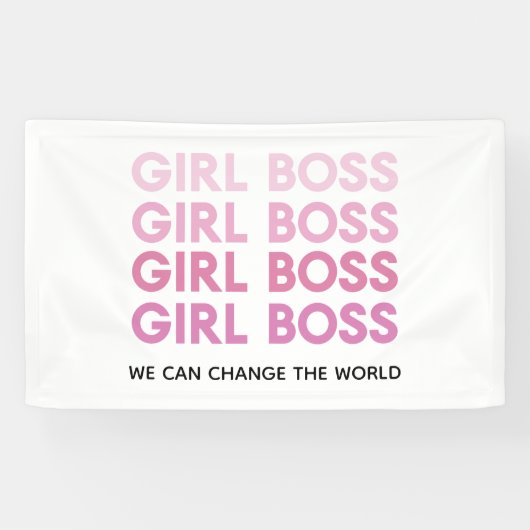 Modern Pink Girl Boss Bestes Girl-Geschenk Banner (Horizontal)