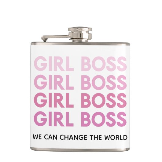 Modern Pink Girl Boss Bestes Girl-Geschenk Flachmann (Vorderseite)
