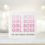 Modern Pink Girl Boss Bestes Girl-Geschenk Holzkisten Schild<br><div class="desc">Modern Pink Girl Boss Bestes Girl-Geschenk</div>