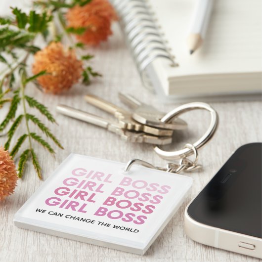 Modern Pink Girl Boss Bestes Girl-Geschenk Schlüsselanhänger (Vorderseite rechts)