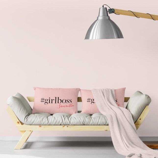 Modern Pink Girl Boss & Name Best Girly Dekokissen (Von Creator hochgeladen)