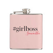 Modern Pink Girl Boss & Name Best Girly Flachmann (Vorderseite)