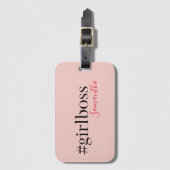 Modern Pink Girl Boss & Name Best Girly Gepäckanhänger (Vorderseite Vertikal)