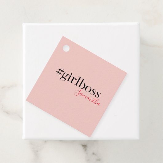 Modern Pink Girl Boss & Name Best Girly Geschenkanhänger (Beispiel)