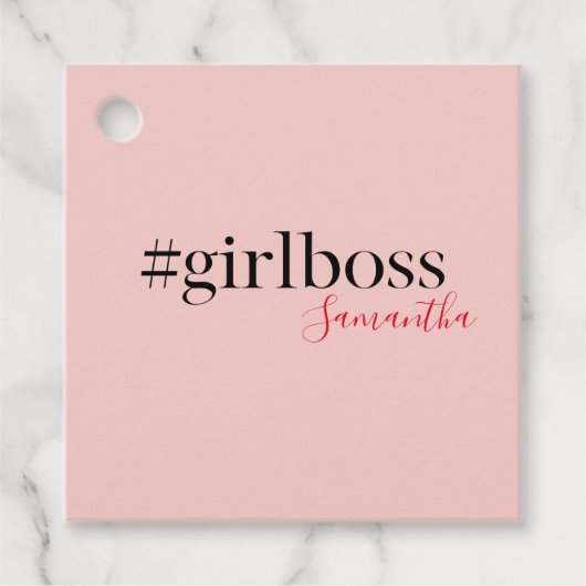 Modern Pink Girl Boss & Name Best Girly Geschenkanhänger (Vorderseite)