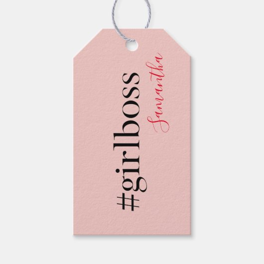 Modern Pink Girl Boss & Name Best Girly Geschenkanhänger (Vorderseite)