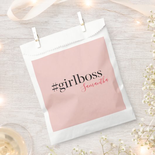 Modern Pink Girl Boss & Name Best Girly Geschenktütchen (Ausgeschnitten)