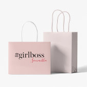 Modern Pink Girl Boss & Name Best Girly Große Geschenktüte