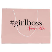 Modern Pink Girl Boss & Name Best Girly Große Geschenktüte (Rückseite)