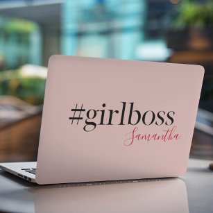Modern Pink Girl Boss & Name Best Girly HP Laptop-Aufkleber