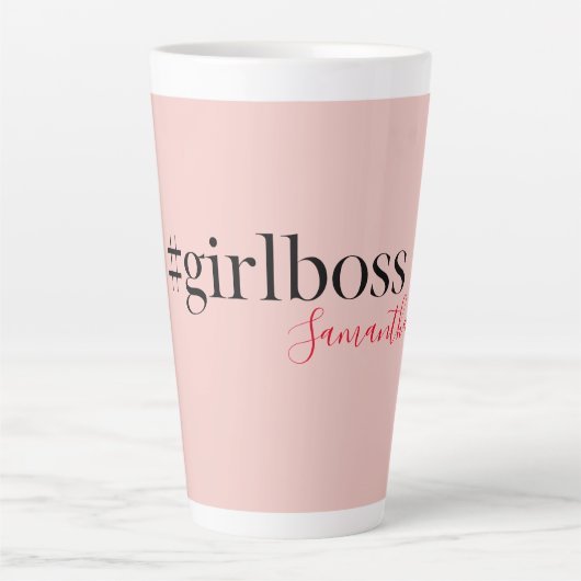 Modern Pink Girl Boss & Name Best Girly Milchtasse (Vorderseite)