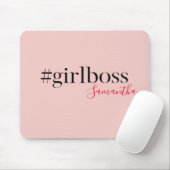 Modern Pink Girl Boss & Name Best Girly Mousepad (Mit Mouse)