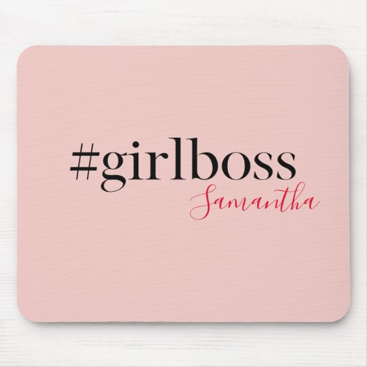 Modern Pink Girl Boss & Name Best Girly Mousepad (Vorne)