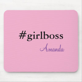 Modern Pink Girl Boss & Name | best Girly Mousepad
