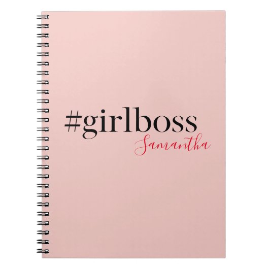 Modern Pink Girl Boss & Name Best Girly Notizblock (Vorderseite)