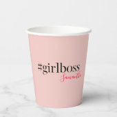 Modern Pink Girl Boss & Name Best Girly Pappbecher (Rückseite)